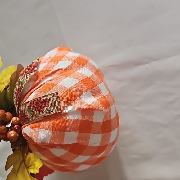 Hand Crafted Harvest Fabric Pumpkins 3Set Orange Farmhouse Handmade Autum Decor - Picture 11 of 17